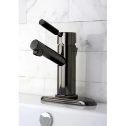 Discount NS8420DKL Water Onyx Single Handle Lavatory Faucet with Anti-Slide Handle Sleeve and Brass Pop up Drain in Black Nickel 4