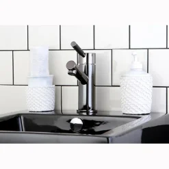 Discount NS8420DKL Water Onyx Single Handle Lavatory Faucet with Anti-Slide Handle Sleeve and Brass Pop up Drain in Black Nickel 4