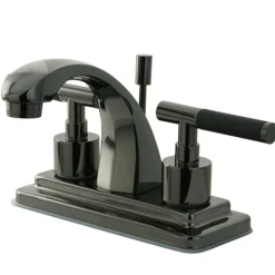 Sale NS4640DKL Water Onyx 4 Inch Centerset Lavatory Faucet with Brass Pop up Drain in Black Nickel 4" Center Set
