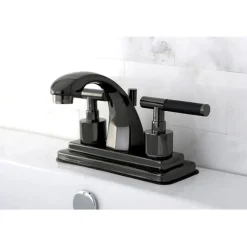 Sale NS4640DKL Water Onyx 4 Inch Centerset Lavatory Faucet with Brass Pop up Drain in Black Nickel 4" Center Set