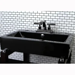 Sale NS4640DKL Water Onyx 4 Inch Centerset Lavatory Faucet with Brass Pop up Drain in Black Nickel 4