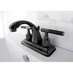 Sale NS4640DKL Water Onyx 4 Inch Centerset Lavatory Faucet with Brass Pop up Drain in Black Nickel 4