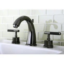 Best NS2960DKL Water Onyx Widespread Lavatory Faucet with Lever Handles and Brass Pop up Drain in Black Nickel 8" Widespread