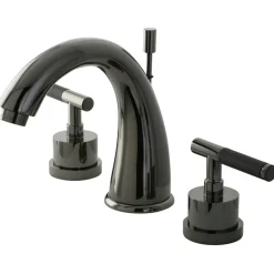 Best NS2960DKL Water Onyx Widespread Lavatory Faucet with Lever Handles and Brass Pop up Drain in Black Nickel 8" Widespread