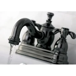 Sale NS7100TX Water Onyx 4 inch Centerset Lavatory Faucet with Cross Handles and Brass Pop up Drain in Black Nickel 4" Center Set