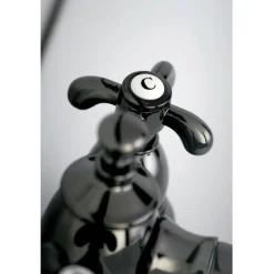 NS7000TX Water Onyx 4 Inch Centerset Lavatory Faucet with Cross Handles and Brass Pop up Drain in Black Nickel 4" Center Set