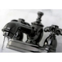 NS7000TX Water Onyx 4 Inch Centerset Lavatory Faucet with Cross Handles and Brass Pop up Drain in Black Nickel 4