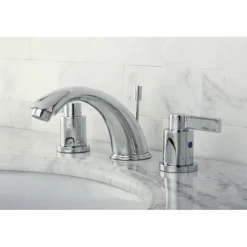Clearance NuvoFusion Double Handle 8" to 16" Widespread Lavatory Faucet with Brass Pop-up 8" Widespread