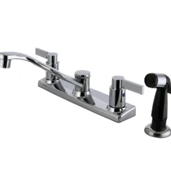 NuvoFusion FB2122NDL 8-Inch Centerset Kitchen Faucet with Side Sprayer Faucets With Side Spray