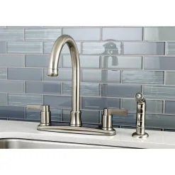 New NuvoFusion 8-Inch Center Gooseneck Kitchen Faucet Faucets With Side Spray