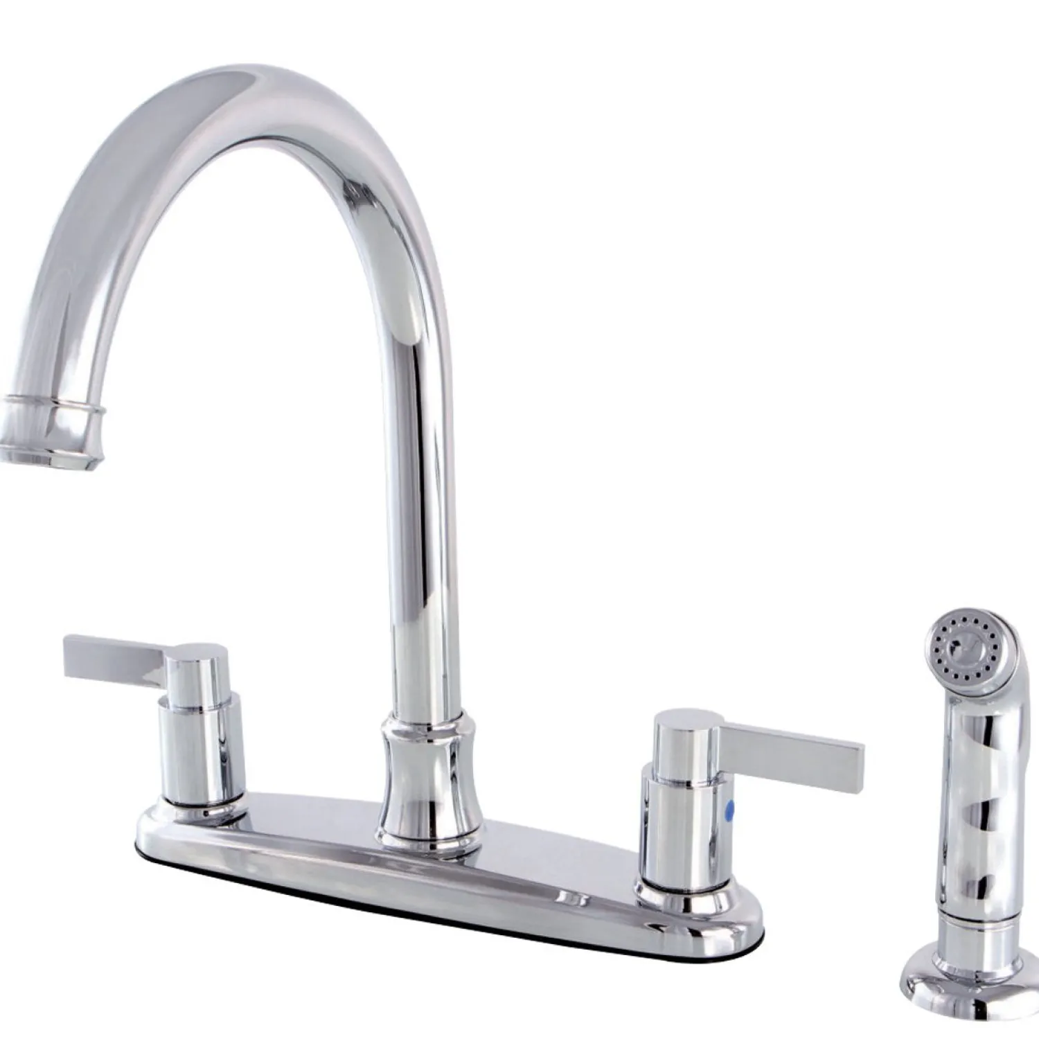 New NuvoFusion 8-Inch Center Gooseneck Kitchen Faucet Faucets With Side Spray