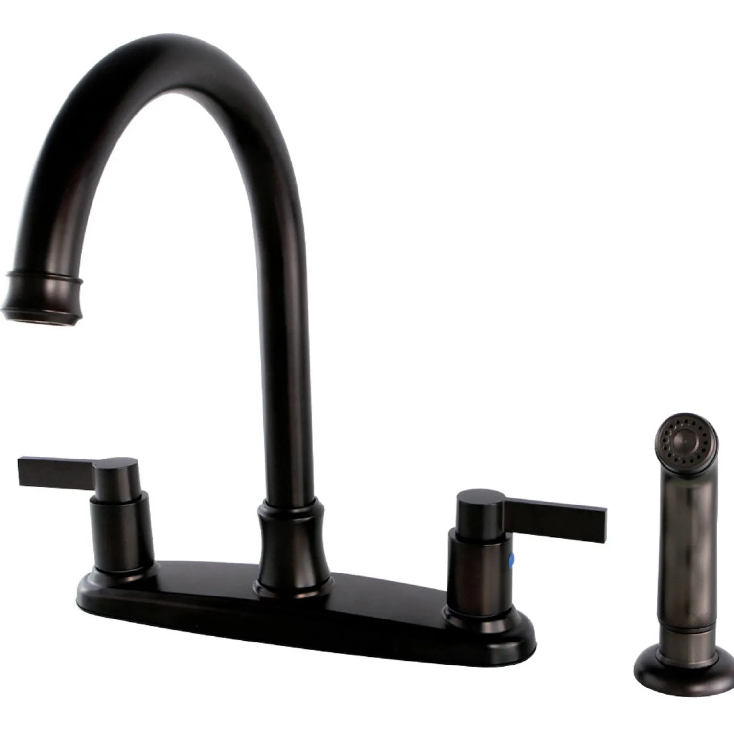 New NuvoFusion 8-Inch Center Gooseneck Kitchen Faucet Faucets With Side Spray