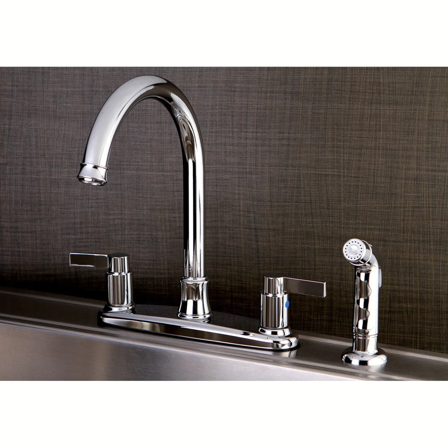 New NuvoFusion 8-Inch Center Gooseneck Kitchen Faucet Faucets With Side Spray