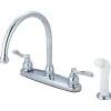 Hot Nuwave French Double Handle 8" Centerset Kitchen Faucet with White Sprayer Faucets With Side Spray