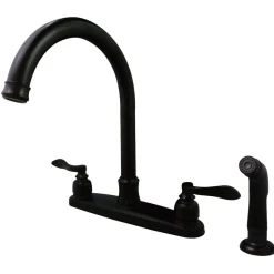 Hot NuWave French 8-Inch Center Gooseneck Kitchen Faucet Faucets With Side Spray