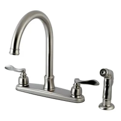 Hot NuWave French 8-Inch Center Gooseneck Kitchen Faucet Faucets With Side Spray