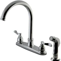 Hot NuWave French 8-Inch Center Gooseneck Kitchen Faucet Faucets With Side Spray