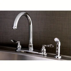 Hot NuWave French 8-Inch Center Gooseneck Kitchen Faucet Faucets With Side Spray