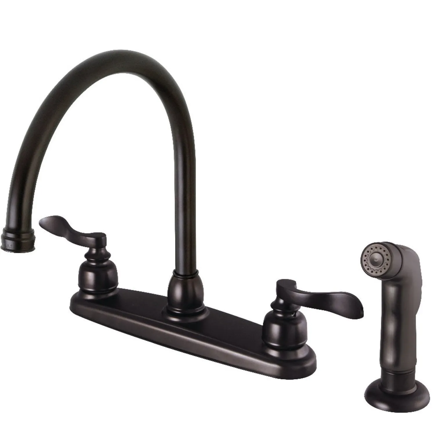 Clearance NuWave French 8" Center Gooseneck Kitchen Faucet Faucets With Side Spray