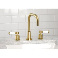 Discount Paris Widespread Bathroom Faucet with Brass Pop-Up 8