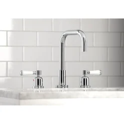 Discount Paris Widespread Bathroom Faucet with Brass Pop-Up 8