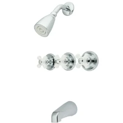 Hot 3-Porcelain Cross Handles Tub and Shower Faucet Tub & Shower Sets
