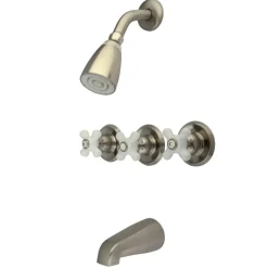 Hot 3-Porcelain Cross Handles Tub and Shower Faucet Tub & Shower Sets