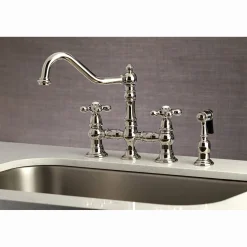 Hot Restoration 8" Bridge Kitchen Faucet with Sprayer Faucets With Side Spray|Bridge Faucets