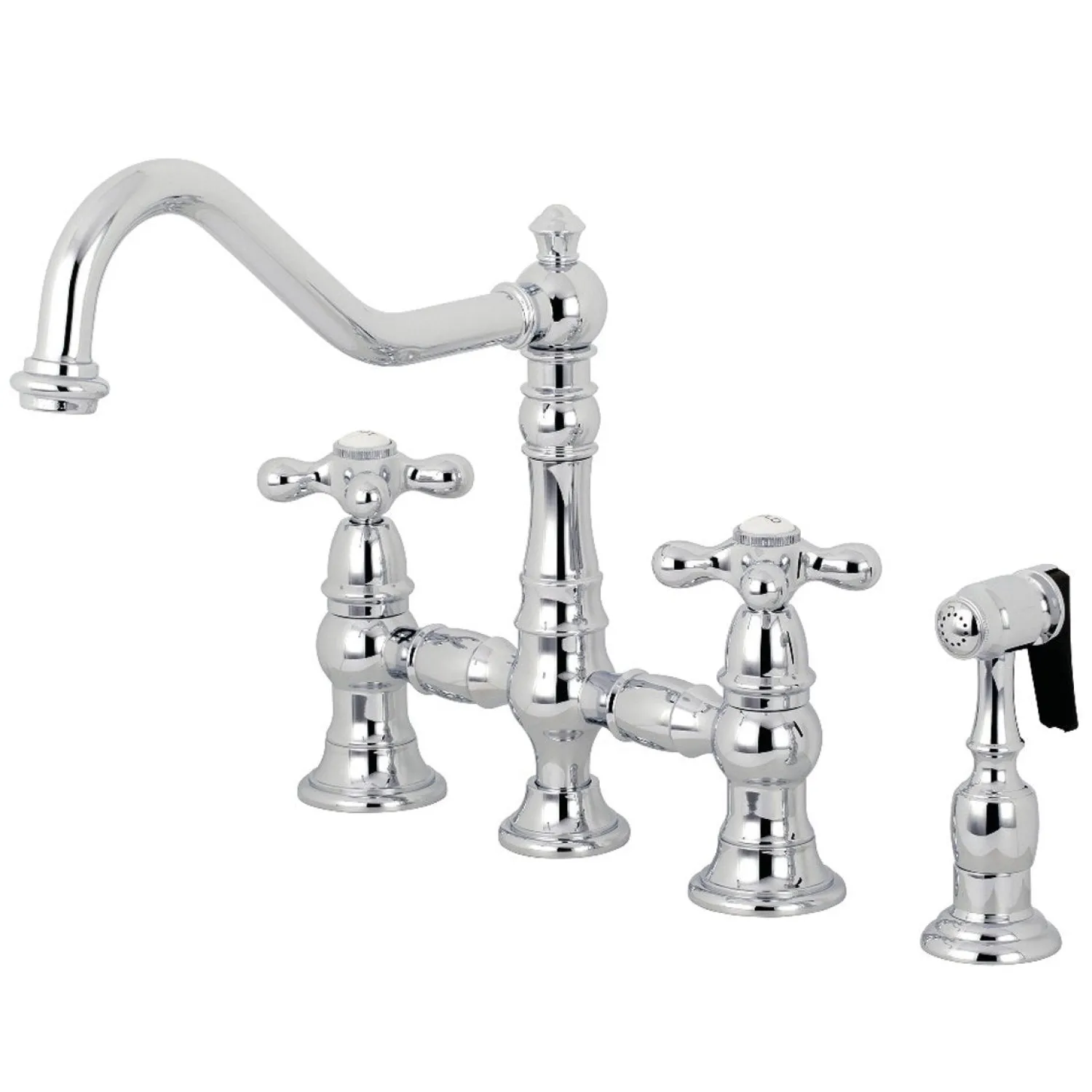 Hot Restoration 8" Bridge Kitchen Faucet with Sprayer Faucets With Side Spray|Bridge Faucets
