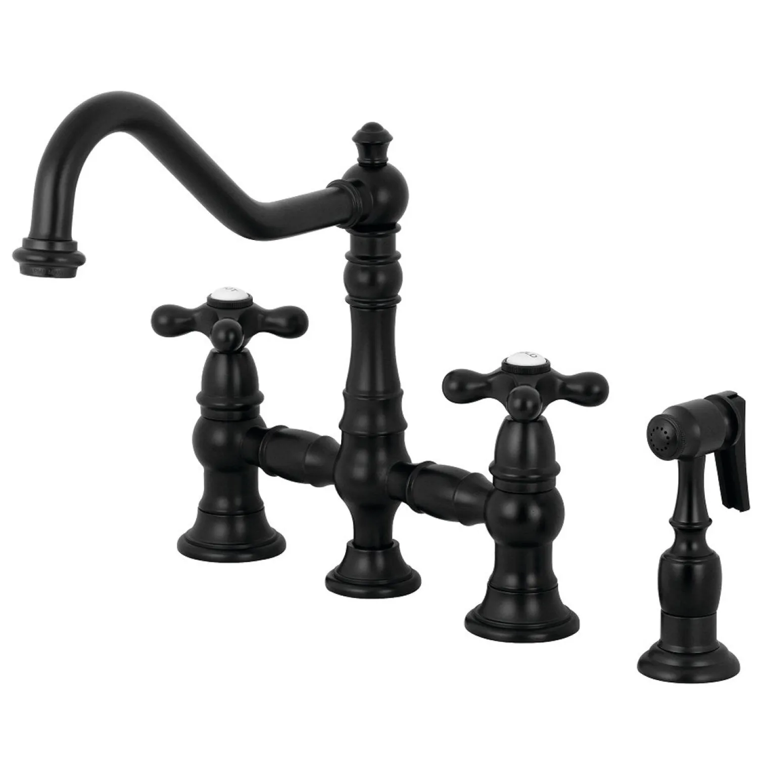 Hot Restoration 8" Bridge Kitchen Faucet with Sprayer Faucets With Side Spray|Bridge Faucets