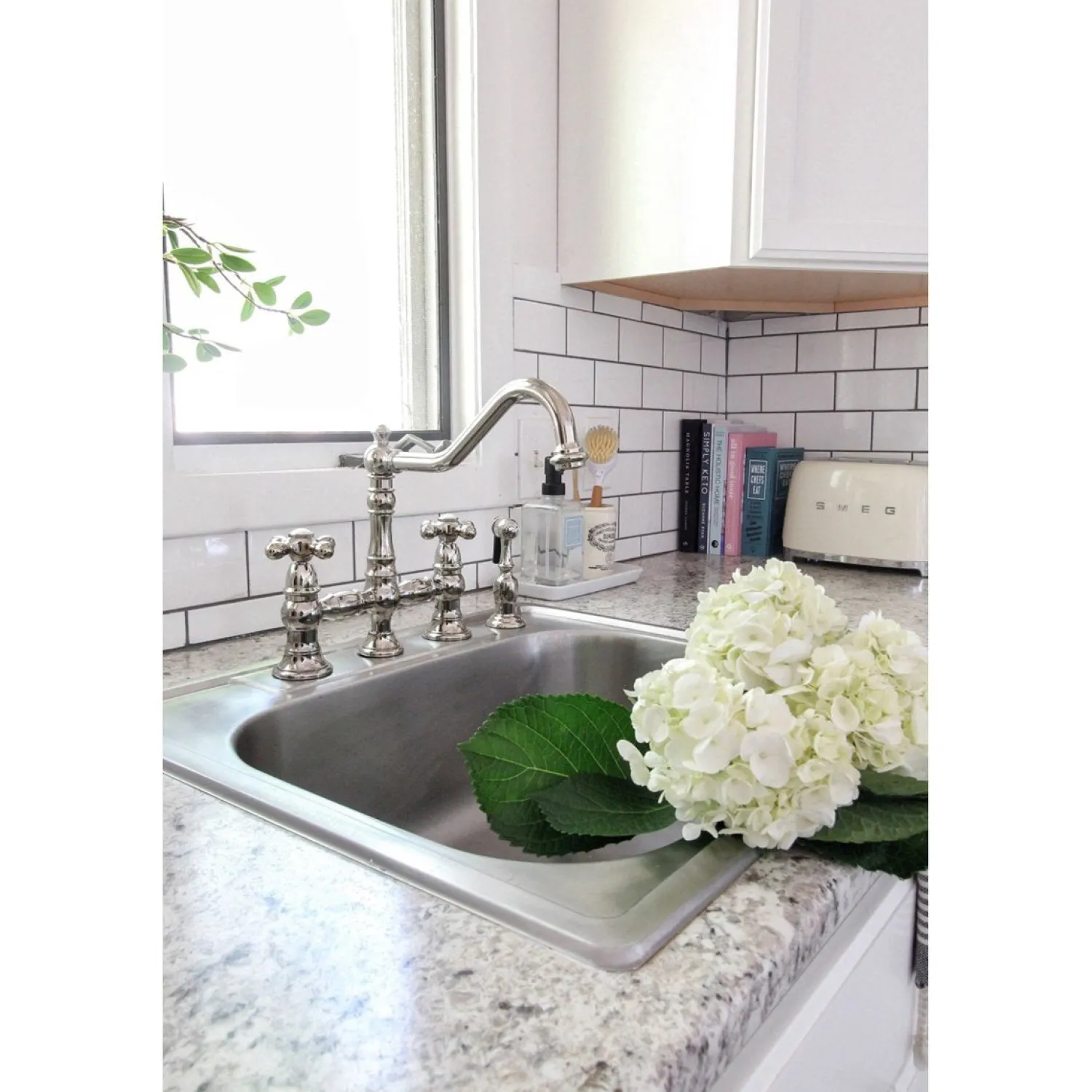 Hot Restoration 8" Bridge Kitchen Faucet with Sprayer Faucets With Side Spray|Bridge Faucets