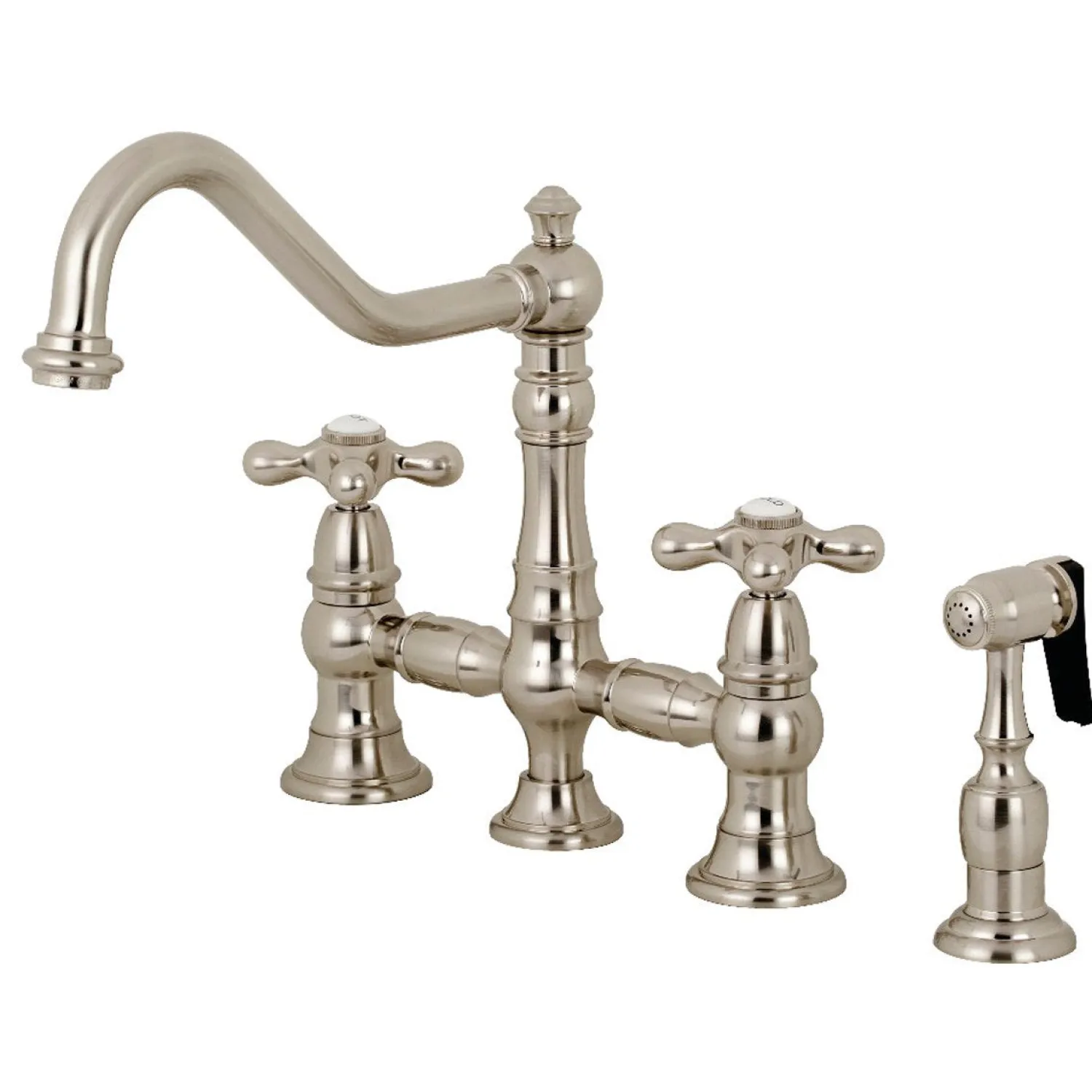 Hot Restoration 8" Bridge Kitchen Faucet with Sprayer Faucets With Side Spray|Bridge Faucets