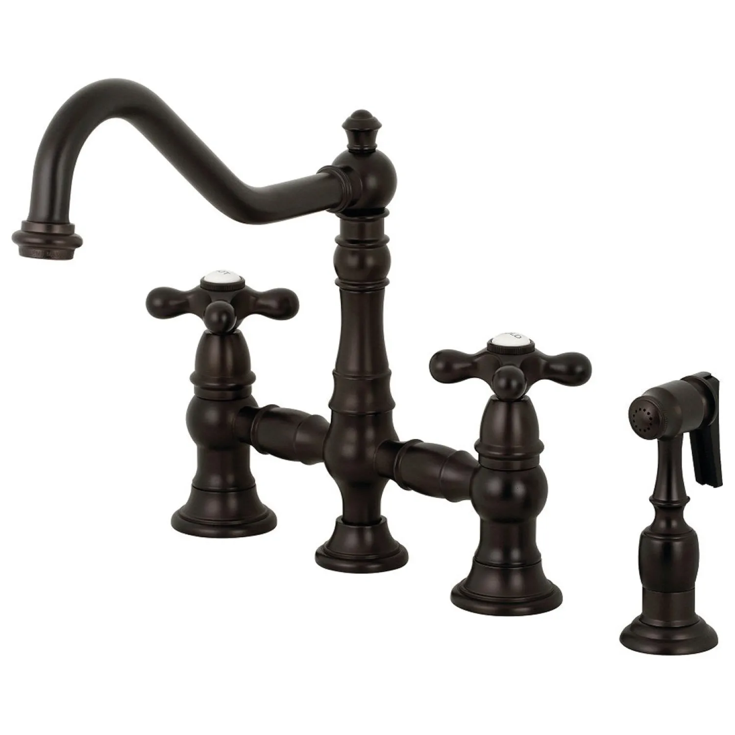 Hot Restoration 8" Bridge Kitchen Faucet with Sprayer Faucets With Side Spray|Bridge Faucets