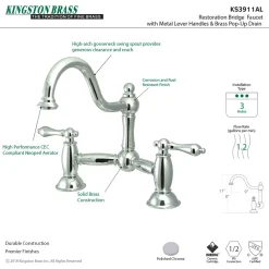 Outlet Restoration Bathroom Bridge Faucet 8" Widespread