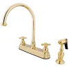 New Restoration Classic Two Handle 8" Kitchen Faucet with Brass Sprayer Faucets With Side Spray