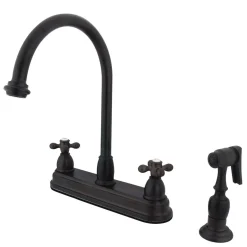 New Restoration Classic Two Handle 8" Kitchen Faucet with Brass Sprayer Faucets With Side Spray