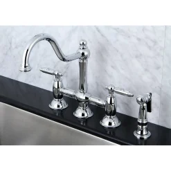 Restoration Deck Mount Kitchen Bridge Faucet with Brass Sprayer Faucets With Side Spray|Bridge Faucets