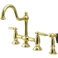 Restoration Deck Mount Kitchen Bridge Faucet with Brass Sprayer Faucets With Side Spray|Bridge Faucets