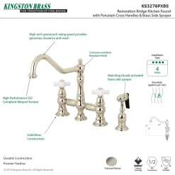 Sale Restoration Deck Mount 8" Bridge Kitchen Faucet with Sprayer Faucets With Side Spray|Bridge Faucets