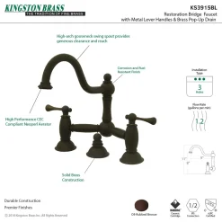Restoration Deck Mount Bathroom Bridge Faucet 8