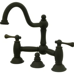 Restoration Deck Mount Bathroom Bridge Faucet 8