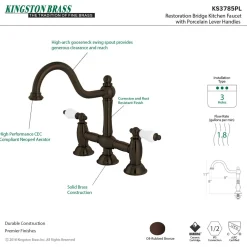Online Restoration 2-Handle Kitchen Bridge Faucet Bridge Faucets