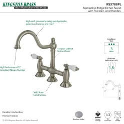 Online Restoration 2-Handle Kitchen Bridge Faucet Bridge Faucets