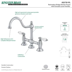 Online Restoration 2-Handle Kitchen Bridge Faucet Bridge Faucets