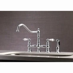 Discount Restoration 8-Inch Bridge Kitchen Faucet with Sprayer Faucets With Side Spray|Bridge Faucets