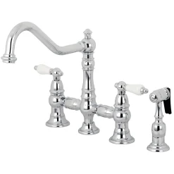 Discount Restoration 8-Inch Bridge Kitchen Faucet with Sprayer Faucets With Side Spray|Bridge Faucets