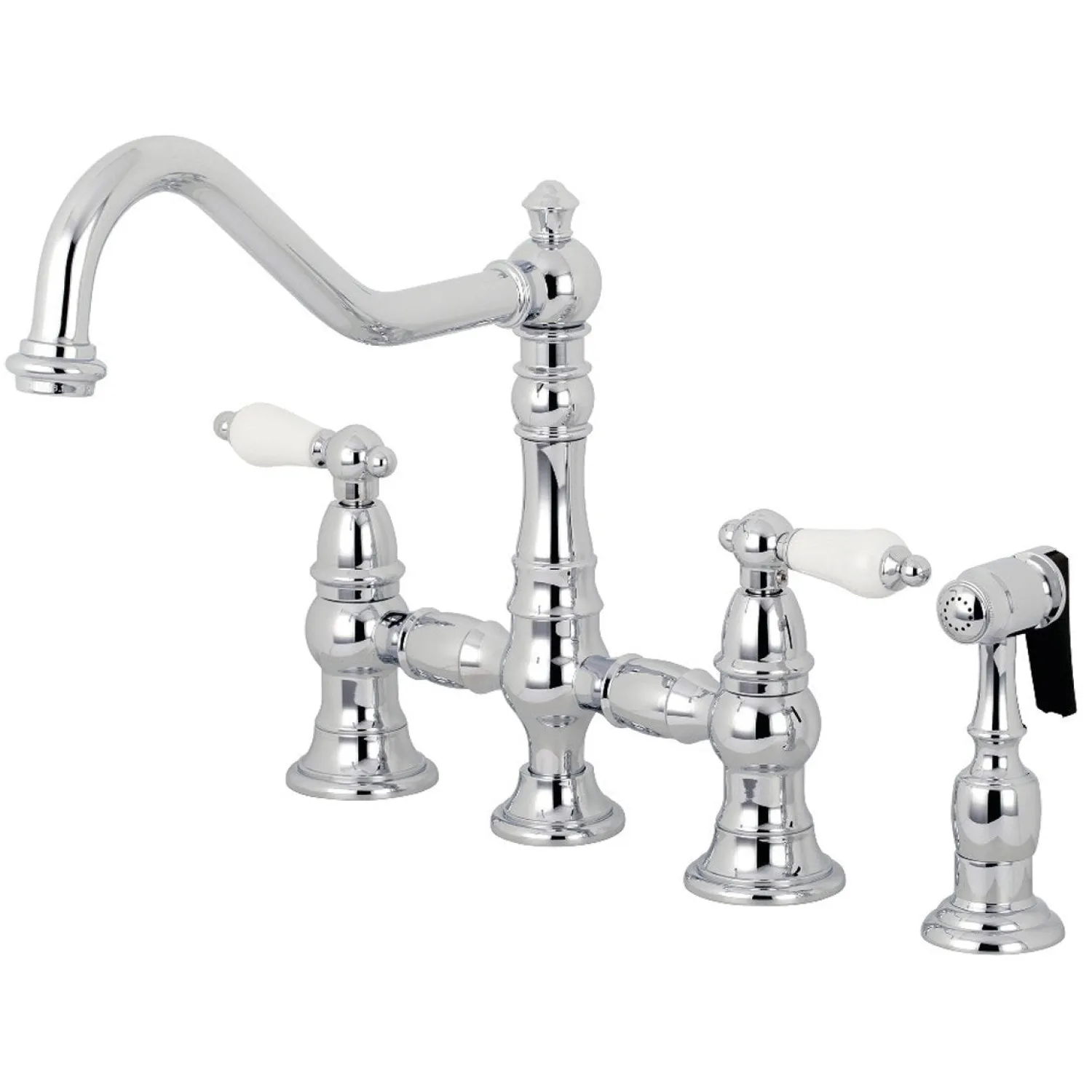 Discount Restoration 8-Inch Bridge Kitchen Faucet with Sprayer Faucets With Side Spray|Bridge Faucets