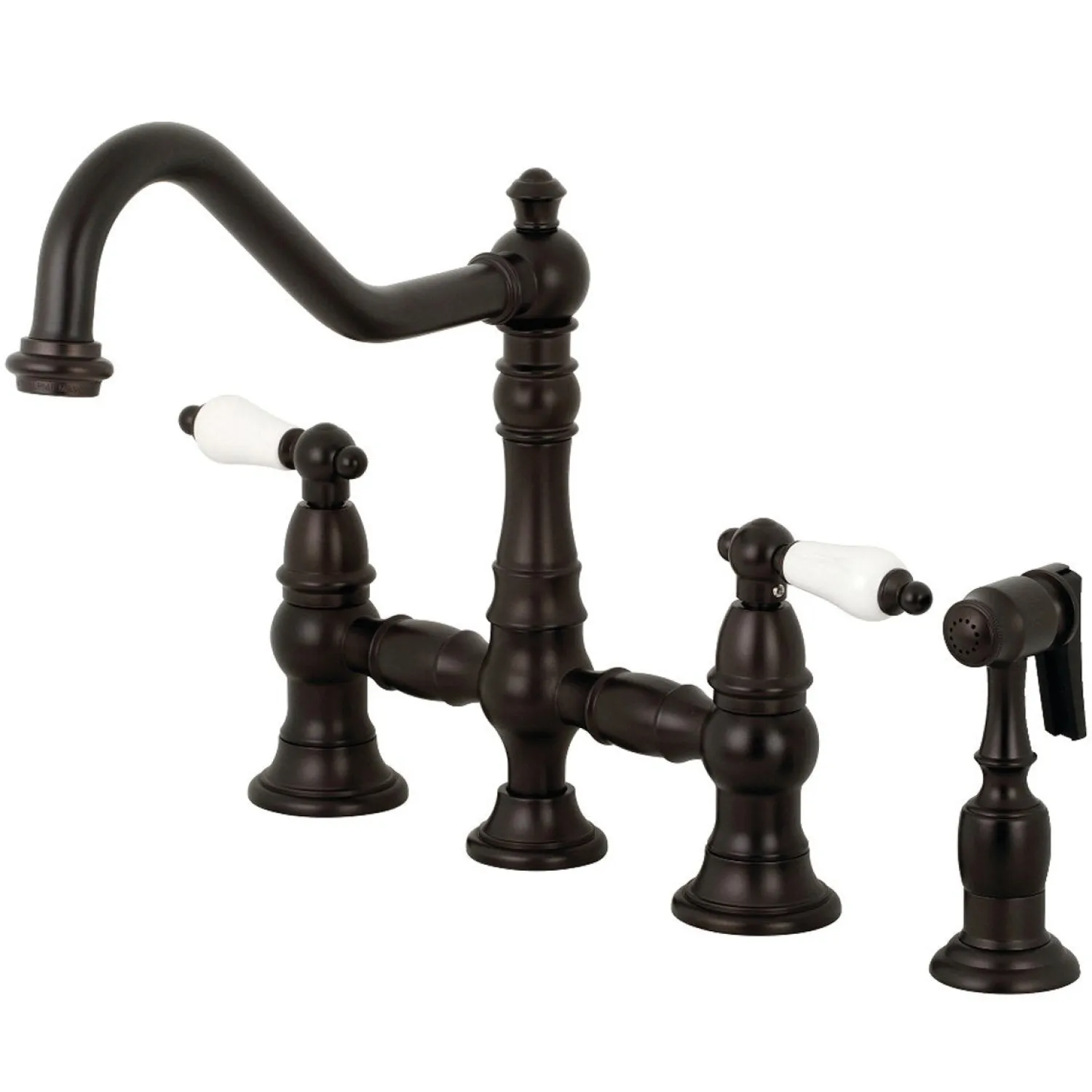 Discount Restoration 8-Inch Bridge Kitchen Faucet with Sprayer Faucets With Side Spray|Bridge Faucets