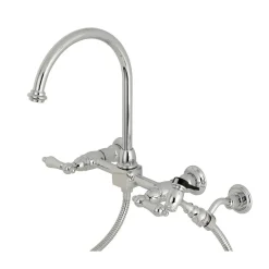 Discount Restoration 8-Inch Centerset Wall Mount Kitchen Faucet with Brass Sprayer Wall Mounted Kitchen Faucets|Faucets With Side Spray