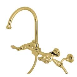 Discount Restoration 8-Inch Centerset Wall Mount Kitchen Faucet with Brass Sprayer Wall Mounted Kitchen Faucets|Faucets With Side Spray